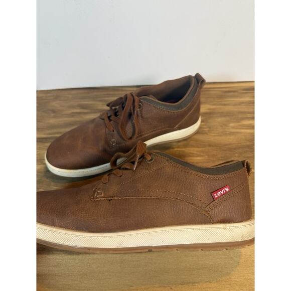 Levi’s Brown Leather Casual Sneakers Men’s Size 9.5 Lace Up Low Top - Picture 7 of 10